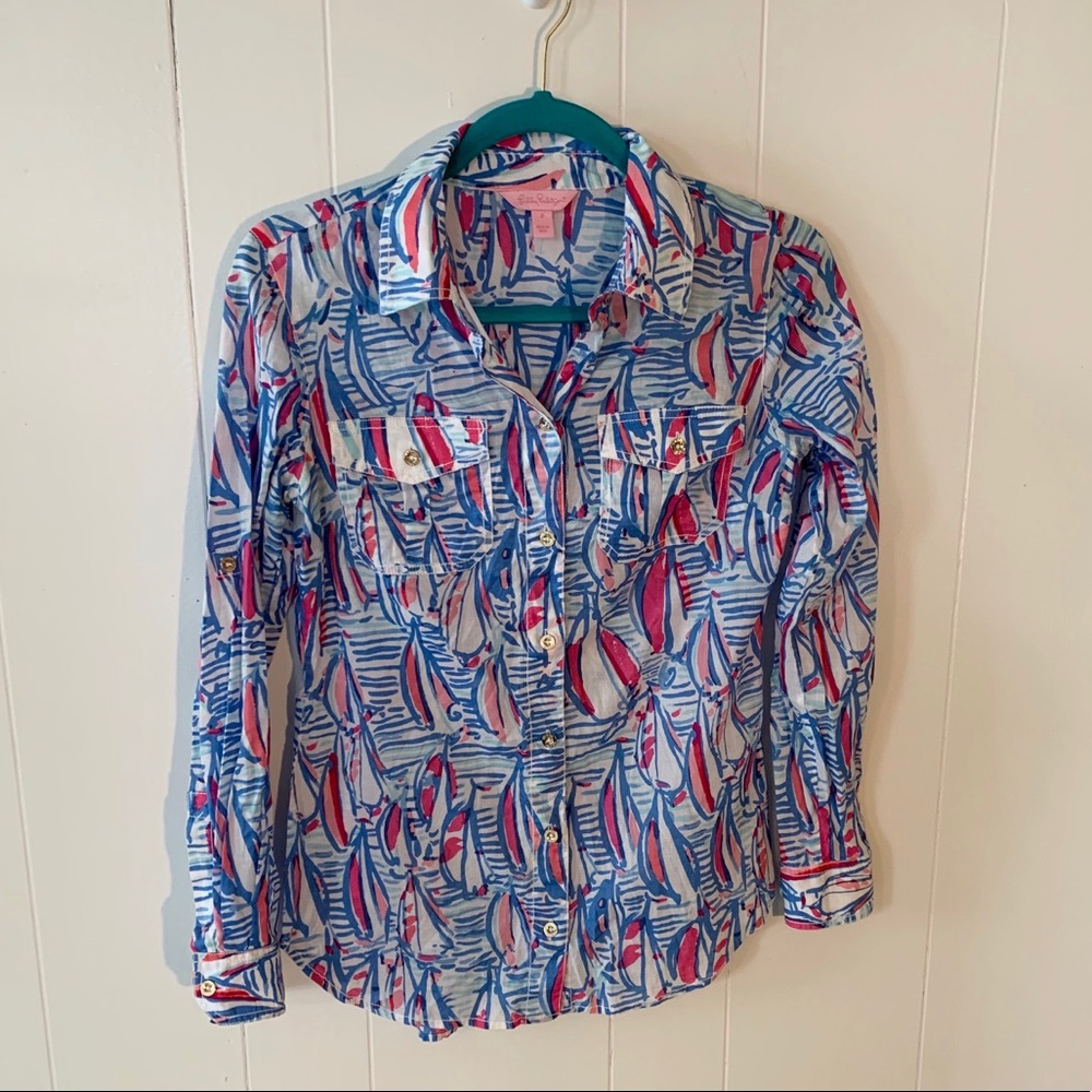Lilly Pulitzer Long Sleeve Button Down Top